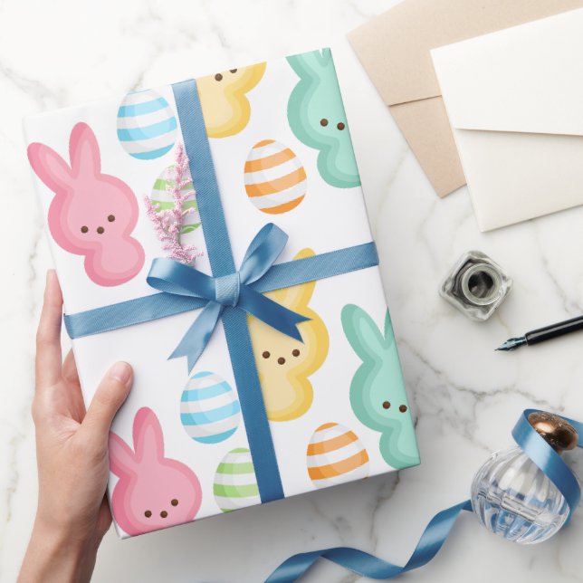 Süße Osterhasen-Marshmallows Geschenkpapier (Schenken)