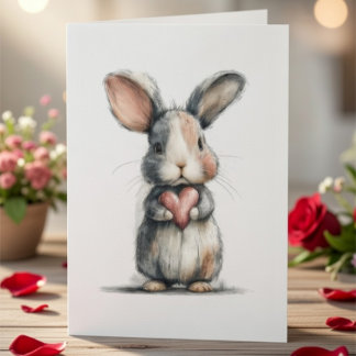 Süße Osterhasen Valentinstagskarte mit Herz – Süße Feiertagskarte