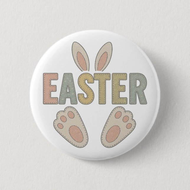 Süße Osterhasenohren und -füße Applikation Button (Vorderseite)