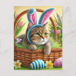 Süße Osterkatze Feiertags-Postkarte Feiertagspostkarte