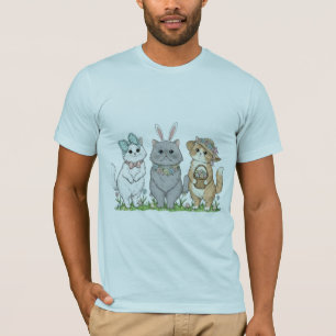 Süße Osterkatzen mit Hasenohren, Blumen & Osterei T-Shirt