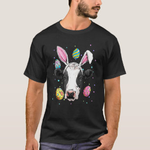 Süße Osterkuh mit Hasenohren Ostereier T-Shirt