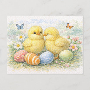 Süße Osterküken Aquarell Postkarte