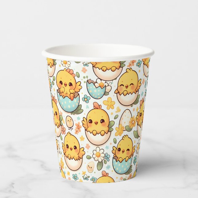 Süße Osterküken Papierbecher (Vorderseite)