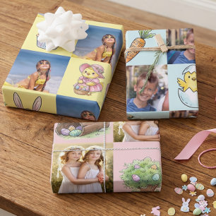 Süße Ostern Bilder und quadratische Fotos - Set vo Geschenkpapier Set