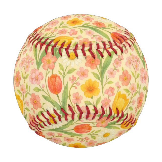 Süße Ostern-/Frühlingsblumenmuster Baseball (Vorderseite)
