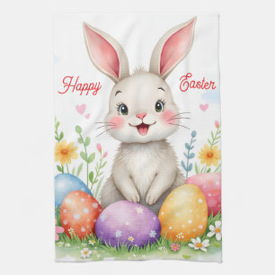 Süße Ostern Hasen und Eier Moderne Kollektion Geschirrtuch