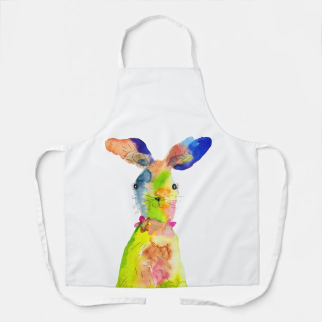 Süße Ostern-Hasen-Wasserfarben-Kunst Schürze (Vorderseite)