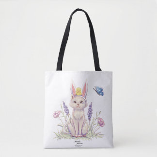 Süße Ostern-Katze mit Küken-Illustration Tasche