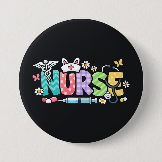 Süße Ostern-Krankenschwester Medizinischer Humor Button (Vorderseite)