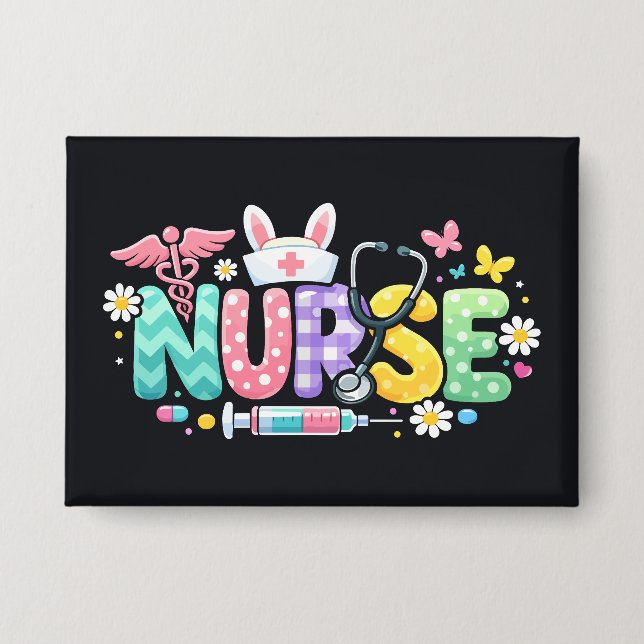 Süße Ostern-Krankenschwester Medizinischer Humor Button (Vorderseite)