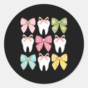 Süße Osterschleife Zähne Dental-Team Zahnarzt Hygi Runder Aufkleber
