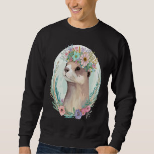 Süße Otter-Blumenkrone Floral Tier Sweatshirt