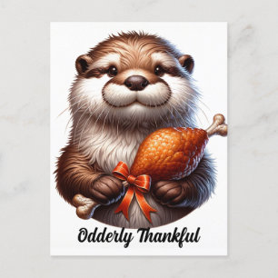Süße Otter mit Thanksgiving-Truthahn Postkarte