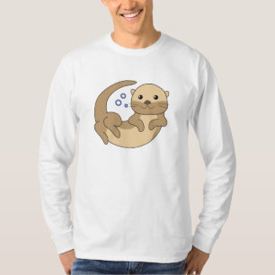 Süße Otter Schwims im Wasser Gewitterter T-Shirt
