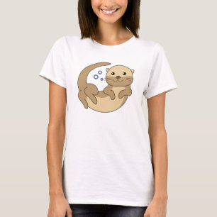 Süße Otter Schwims im Wasser Gewitterter T-Shirt
