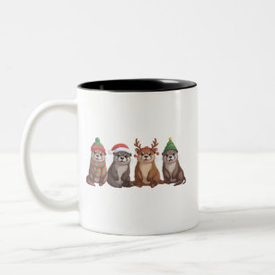 Süße Otter Weihnachten Lustige Xmas Lichter Tier  Zweifarbige Tasse