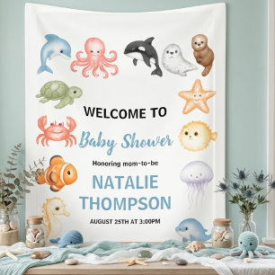 Süße Ozean Unter dem Meer Tier Baby Shower Banner