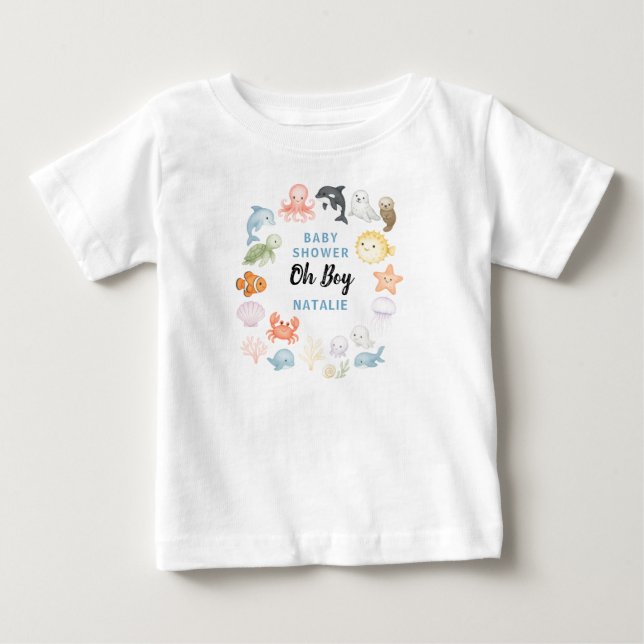 Süße Ozean Unter dem Meer Tier Baby Shower T-shirt (Vorderseite)