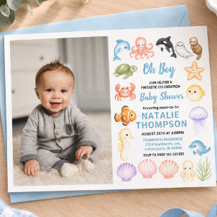 Süße Ozean Unterwasser-Tier Baby-Party Einladung