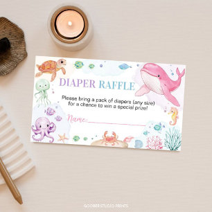 Süße Ozeantiere Baby Shower Windel-Raffle Begleitkarte