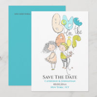 Süße Paarbeillustration Liebe in der Luft aqua ora