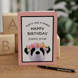 Süße Panda-Bär-Mädchen-Happy-Birthday-Grußkarte Karte