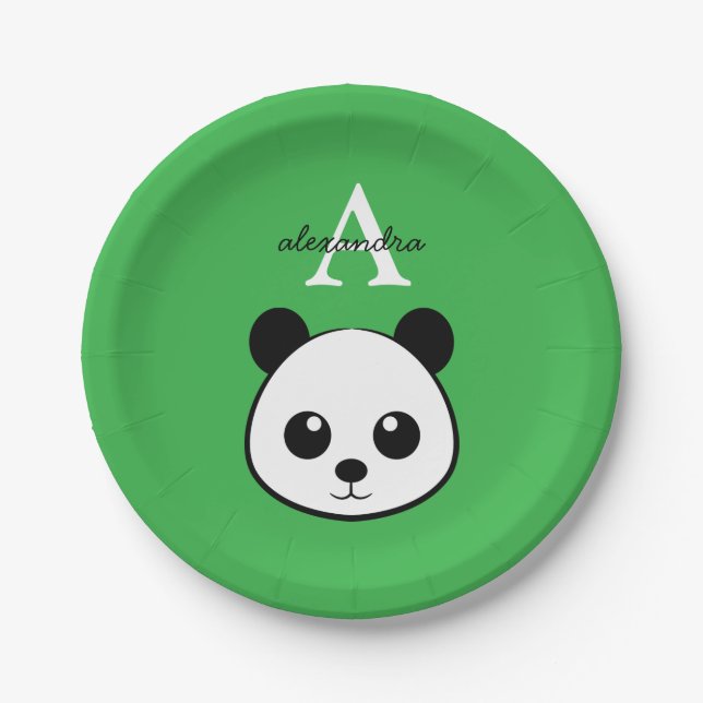 Süße Panda-Bär-Papierteller – Personalisiert  Pappteller (Vorderseite)