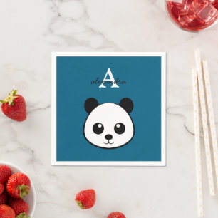Süße Panda-Bär-Servietten – Personalisiertes Monog Serviette