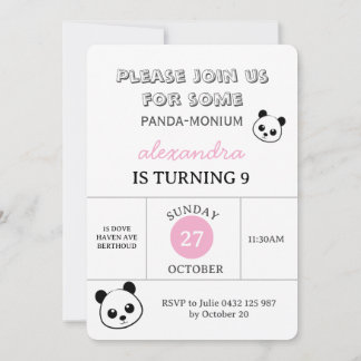 Süße Panda-Bären-Party-Einladung – Personalisiert Einladung