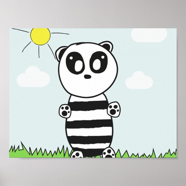 Süße Panda-Illustration Poster (Vorne)