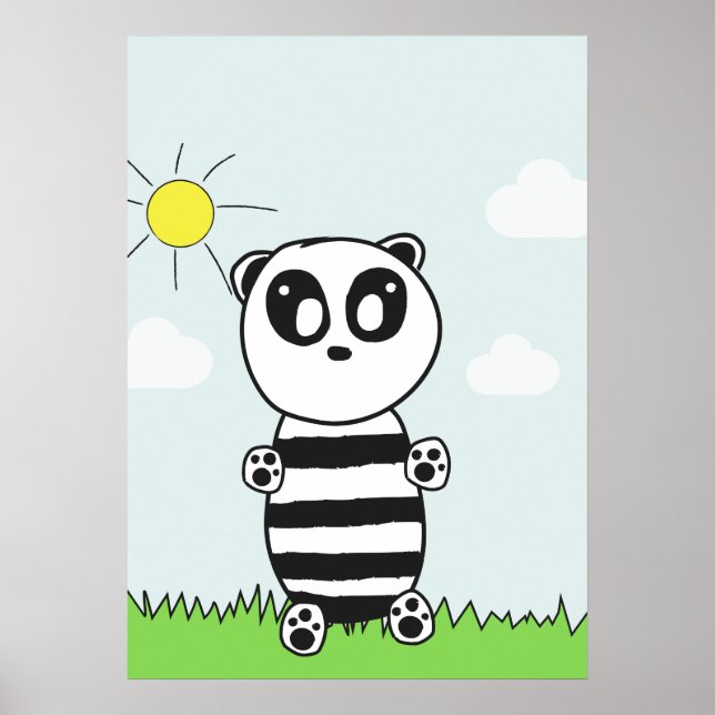 Süße Panda-Illustration Poster (Vorne)
