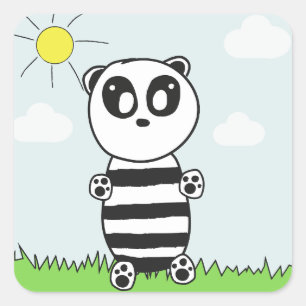 Süße Panda-Illustration Quadratischer Aufkleber
