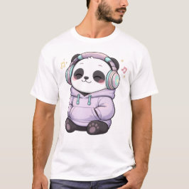 Süße Panda-Kopfhörer Herren T-Shirt | Kawaii Musik