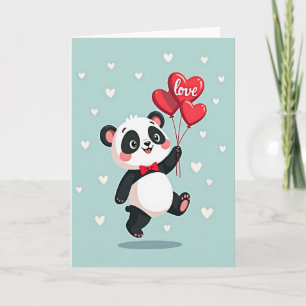 Süße Panda-Liebesballons Karte