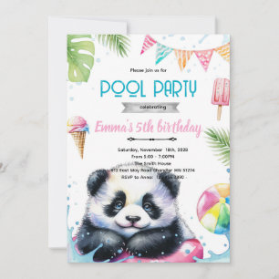 Süße Panda-Pool-Themen-Einladung Einladung