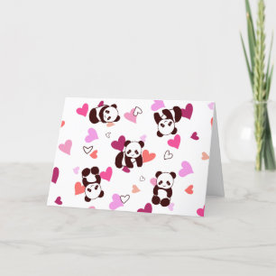 Süße Pandas Herz Valentinstag Karte