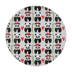 Süße Pandas Herzen: Kinder Muster Schneidebrett