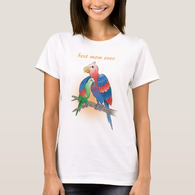 Süße Papageien Frohen Muttertag T-Shirt (Vorderseite)
