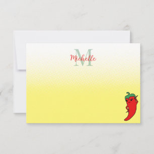 Süße Paprika-Zeichnung Personalisiertes Monogramm  Mitteilungskarte
