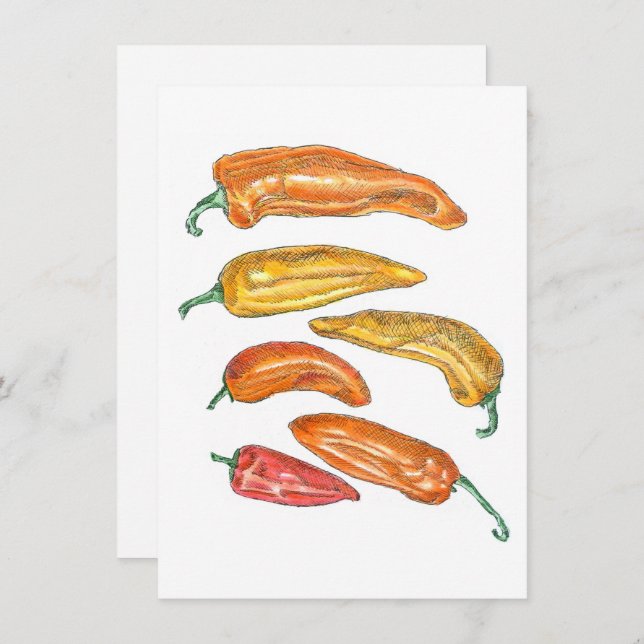 Süße Paprikaschoten Einladung (Vorne/Hinten)