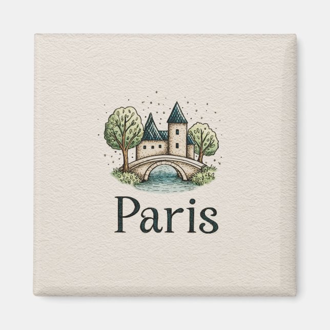 Süße Pariser Illustration Magnet (Vorne)