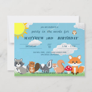 Süße Party im Waldtier-Kindergeburtstag Postkarte