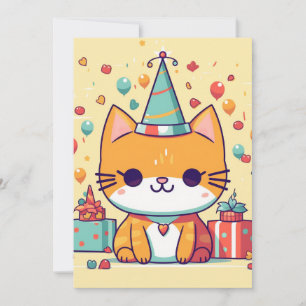 Süße Party-Katz Geburtstag,  Einladung