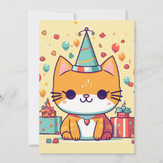 Süße Party-Katz Geburtstag, Einladung