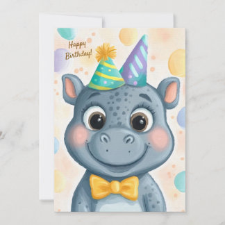 Süße Party-Tier-Geburtstagseinladung Nilpferd Einladung