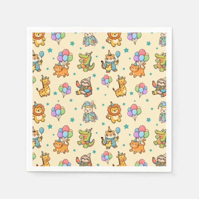 Süße Partytierchen - Whimsical Kindergeburtstagsfe Serviette (Vorderseite)
