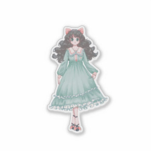 Süße Pastell-Anime-Mädchen-Puppe Ästhetik Vinyl Aufkleber
