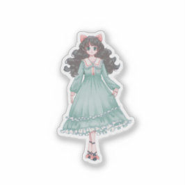 Süße Pastell-Anime-Mädchen-Puppe Ästhetik Vinyl  Aufkleber