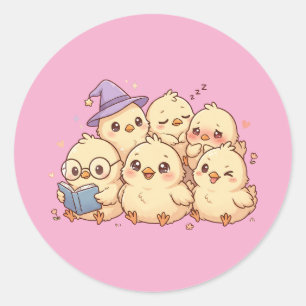 Süße Pastell-Baby-Küken-Aufkleber Runder Aufkleber